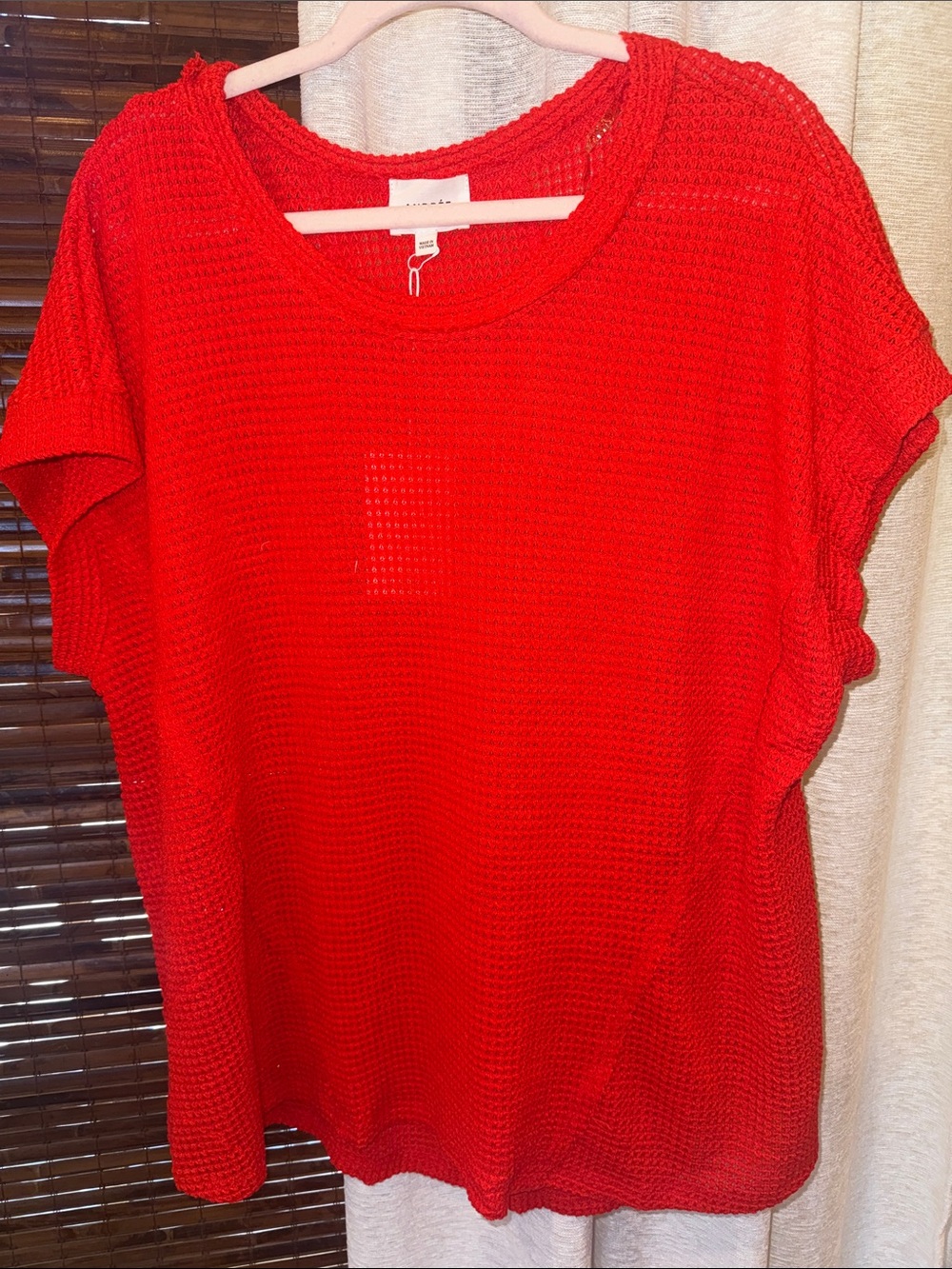 ANDREE BY UNIT Red Knit Short-Sleeve Top